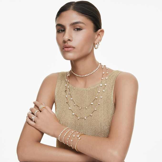 Una Angelic Set Round Cut, White, Gold-Tone Plated Una Angelic Set Round Cut, White, Gold-Tone Plated