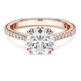 Stilla Cocktail Ring Round Cut, Pavé, White, Rose Gold-Tone Plated