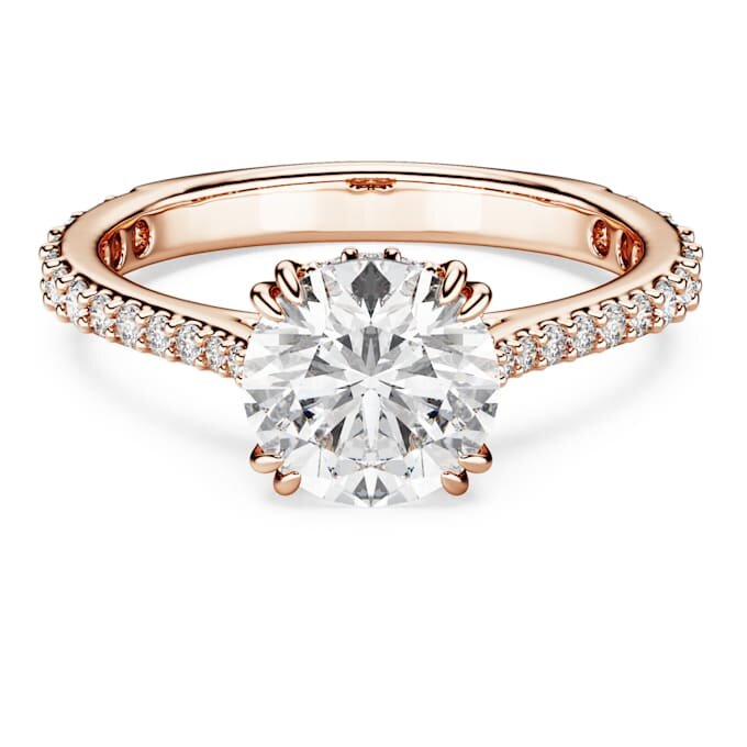 Stilla Cocktail Ring Round Cut, Pavé, White, Rose Gold-Tone Plated Stilla Cocktail Ring Round Cut, Pavé, White, Rose Gold-Tone Plated