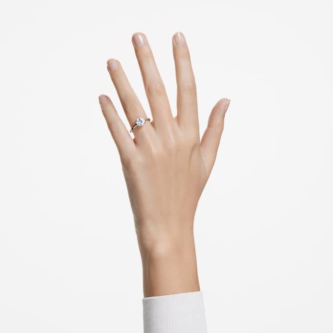 Stilla Cocktail Ring Round Cut, White, Silver-Tone Finish Stilla Cocktail Ring Round Cut, White, Silver-Tone Finish