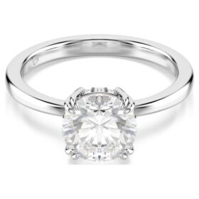 Stilla Cocktail Ring Round Cut, White, Silver-Tone Finish
