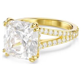 Stilla Cocktail Ring Square Cut, Pavé, White, Gold-Tone Plated