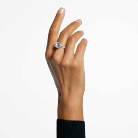 Stilla Cocktail Ring Square Cut, Pavé, White, Rhodium Plated