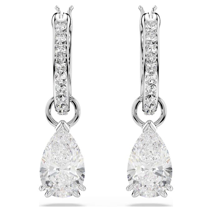 Stilla Drop Earrings Pear Cut, Round Cut, White, Rhodium Plated Stilla Drop Earrings Pear Cut, Round Cut, White, Rhodium Plated