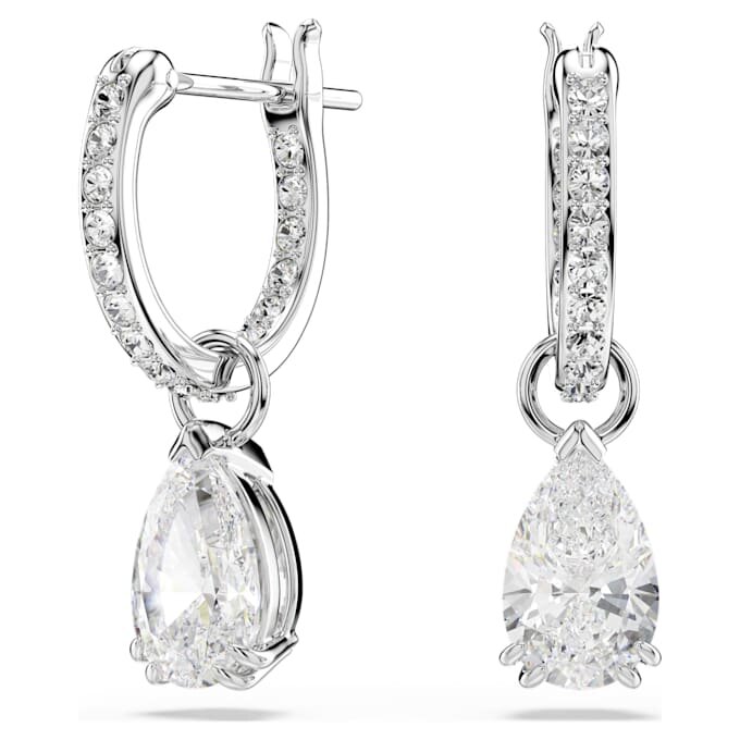 Stilla Drop Earrings Pear Cut, Round Cut, White, Rhodium Plated Stilla Drop Earrings Pear Cut, Round Cut, White, Rhodium Plated