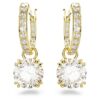 Stilla Drop Earrings Round Cut, White, Gold-Tone Plated Stilla Drop Earrings Round Cut, White, Gold-Tone Plated