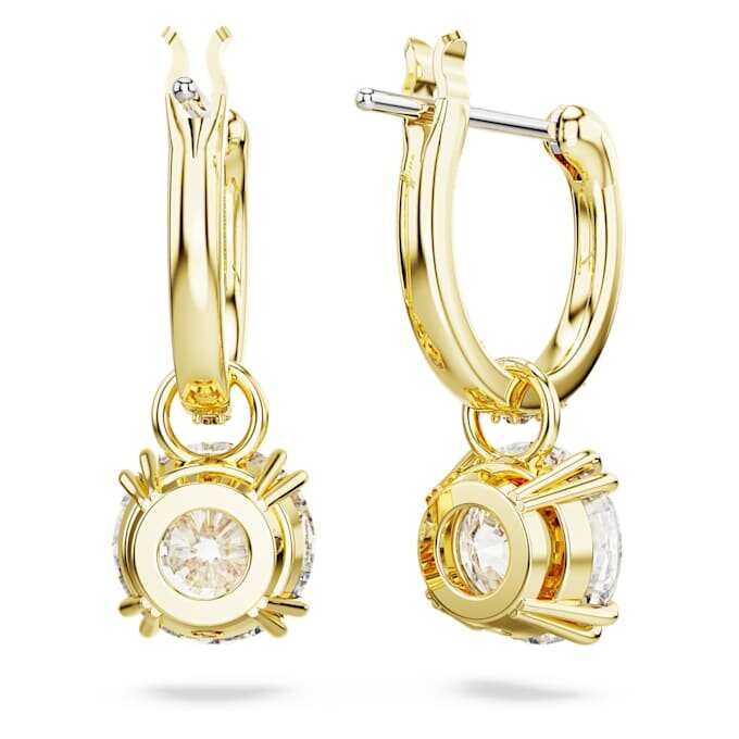 Stilla Drop Earrings Round Cut, White, Gold-Tone Plated Stilla Drop Earrings Round Cut, White, Gold-Tone Plated