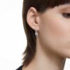 Stilla Drop Earrings Round Cut, White, Rhodium Plated Stilla Drop Earrings Round Cut, White, Rhodium Plated