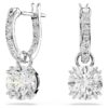 Stilla Drop Earrings Round Cut, White, Rhodium Plated Stilla Drop Earrings Round Cut, White, Rhodium Plated