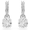 Stilla Drop Earrings Round Cut, White, Rhodium Plated Stilla Drop Earrings Round Cut, White, Rhodium Plated