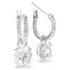 Stilla Drop Earrings Round Cut, White, Rhodium Plated Stilla Drop Earrings Round Cut, White, Rhodium Plated