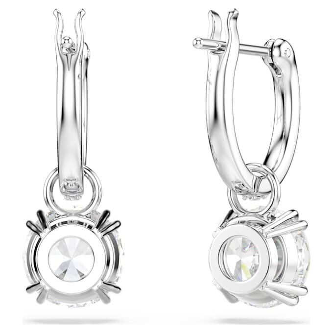 Stilla Drop Earrings Round Cut, White, Rhodium Plated Stilla Drop Earrings Round Cut, White, Rhodium Plated