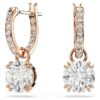 Stilla Drop Earrings Round Cut, White, Rose Gold-Tone Plated Stilla Drop Earrings Round Cut, White, Rose Gold-Tone Plated