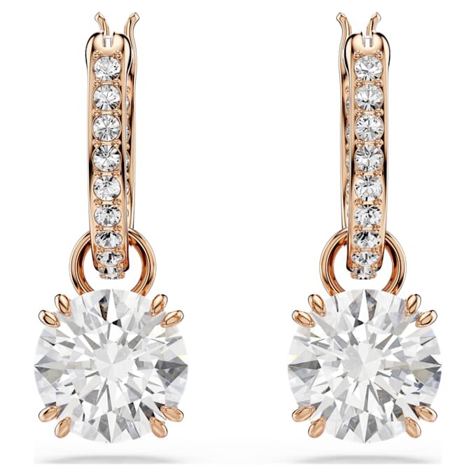 Stilla Drop Earrings Round Cut, White, Rose Gold-Tone Plated Stilla Drop Earrings Round Cut, White, Rose Gold-Tone Plated