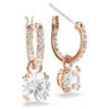 Stilla Drop Earrings Round Cut, White, Rose Gold-Tone Plated Stilla Drop Earrings Round Cut, White, Rose Gold-Tone Plated