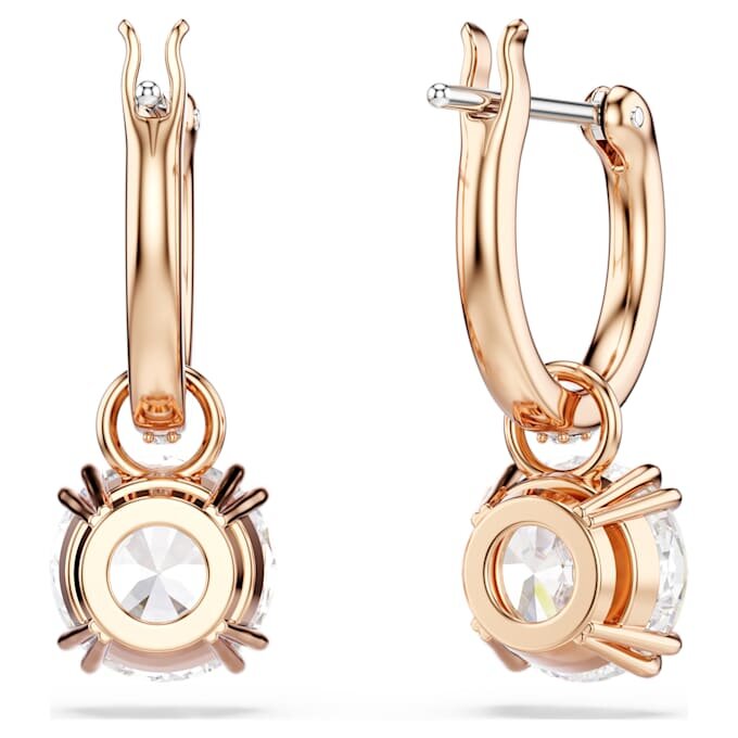 Stilla Drop Earrings Round Cut, White, Rose Gold-Tone Plated Stilla Drop Earrings Round Cut, White, Rose Gold-Tone Plated