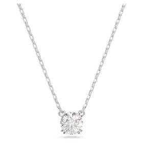 Stilla Pendant Round Cut, White, Rhodium Plated