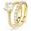 Stilla Ring Set (2), Round Cut, White, Gold-Tone Plated Stilla Ring Set (2), Round Cut, White, Gold-Tone Plated