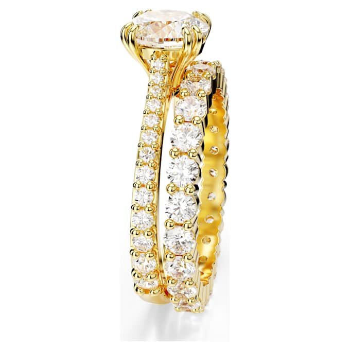 Stilla Ring Set (2), Round Cut, White, Gold-Tone Plated Stilla Ring Set (2), Round Cut, White, Gold-Tone Plated