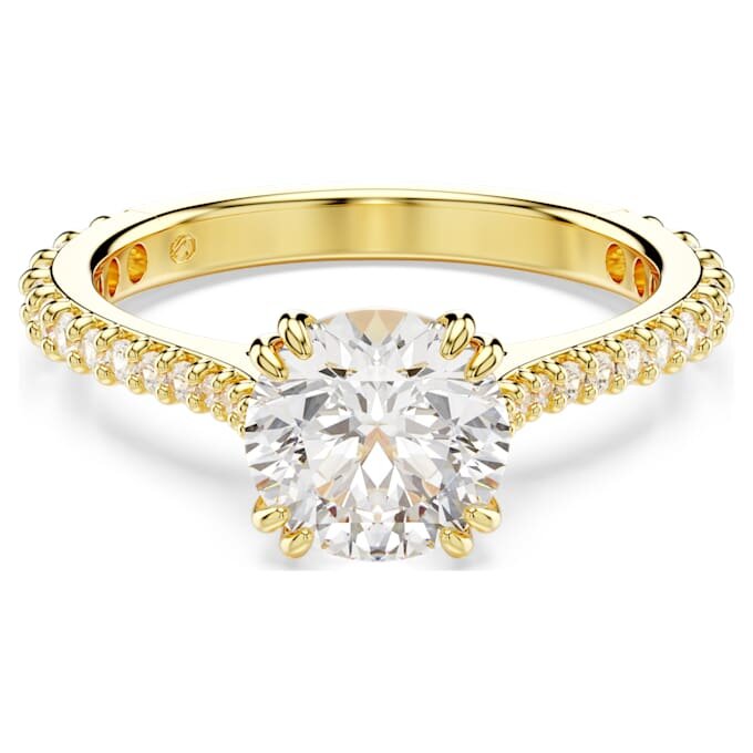 Stilla Ring Set (2), Round Cut, White, Gold-Tone Plated Stilla Ring Set (2), Round Cut, White, Gold-Tone Plated