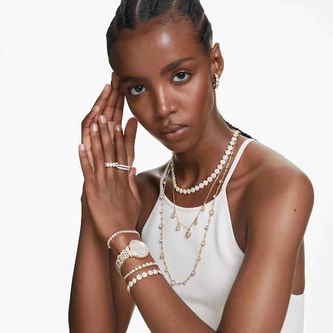 Stilla Ring Set (2), Round Cut, White, Gold-Tone Plated Stilla Ring Set (2), Round Cut, White, Gold-Tone Plated