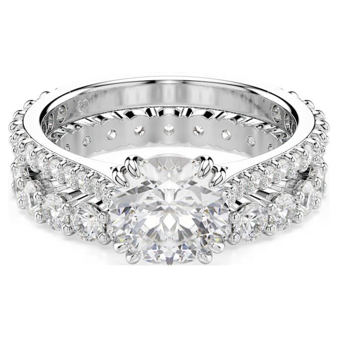 Stilla Ring Set (2), Round Cut, White, Rhodium Plated Stilla Ring Set (2), Round Cut, White, Rhodium Plated