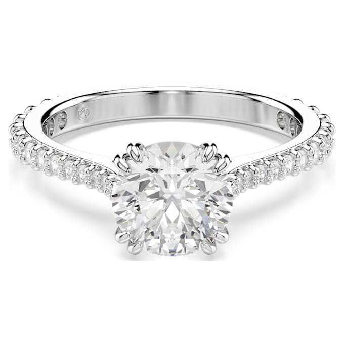Stilla Ring Set (2), Round Cut, White, Rhodium Plated Stilla Ring Set (2), Round Cut, White, Rhodium Plated