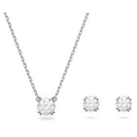 Stilla Set Round Cut, White, Rhodium Plated