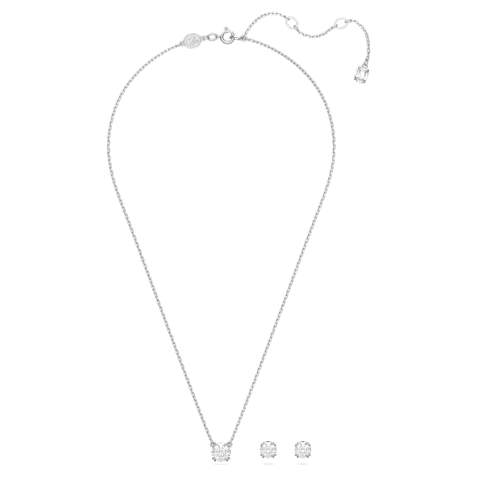 Stilla Set Round Cut, White, Rhodium Plated Stilla Set Round Cut, White, Rhodium Plated