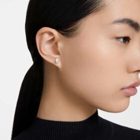 Stilla Stud Earrings Pear Cut, White, Rose Gold-Tone Plated