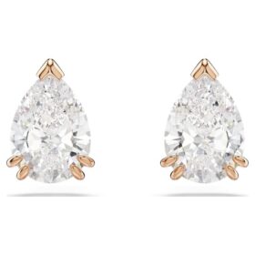 Stilla Stud Earrings Pear Cut, White, Rose Gold-Tone Plated