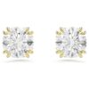 Stilla Stud Earrings Round Cut, White, Gold-Tone Plated
