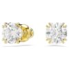 Stilla Stud Earrings Round Cut, White, Gold-Tone Plated