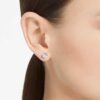 Stilla Stud Earrings Round Cut, White, Rhodium Plated