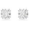 Stilla Stud Earrings Round Cut, White, Rhodium Plated
