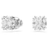 Stilla Stud Earrings Round Cut, White, Rhodium Plated