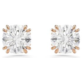 Stilla Stud Earrings Round Cut, White, Rose Gold-Tone Plated