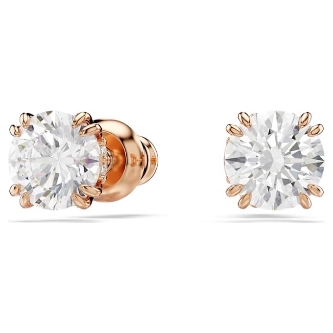 Stilla Stud Earrings Round Cut, White, Rose Gold-Tone Plated Stilla Stud Earrings Round Cut, White, Rose Gold-Tone Plated