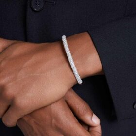 Sublima Bangle Snow Pavé, White, Rhodium Plated
