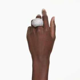 Sublima Cocktail Ring Large, White, Rhodium Plated