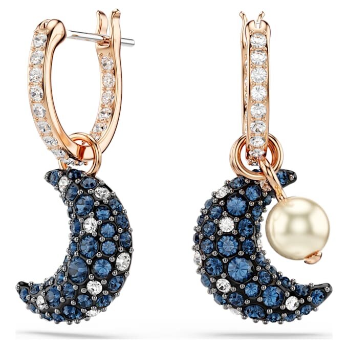 Sublima Drop Earrings Crystal Pearl, Asymmetrical Design, Moon, Multicolored, Rose Gold-Tone Plated Sublima Drop Earrings Crystal Pearl, Asymmetrical Design, Moon, Multicolored, Rose Gold-Tone Plated