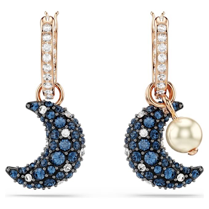 Sublima Drop Earrings Crystal Pearl, Asymmetrical Design, Moon, Multicolored, Rose Gold-Tone Plated Sublima Drop Earrings Crystal Pearl, Asymmetrical Design, Moon, Multicolored, Rose Gold-Tone Plated