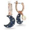 Sublima Drop Earrings Crystal Pearl, Asymmetrical Design, Moon, Multicolored, Rose Gold-Tone Plated Sublima Drop Earrings Crystal Pearl, Asymmetrical Design, Moon, Multicolored, Rose Gold-Tone Plated