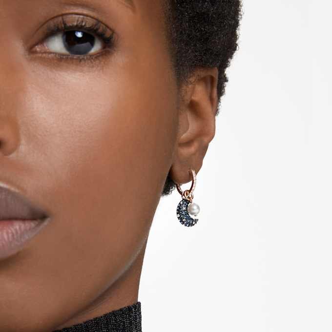 Sublima Drop Earrings Crystal Pearl, Asymmetrical Design, Moon, Multicolored, Rose Gold-Tone Plated Sublima Drop Earrings Crystal Pearl, Asymmetrical Design, Moon, Multicolored, Rose Gold-Tone Plated