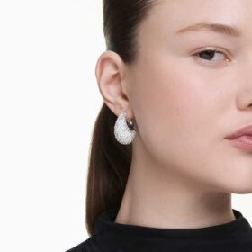 Sublima Earrings Large, White, Rhodium Plated