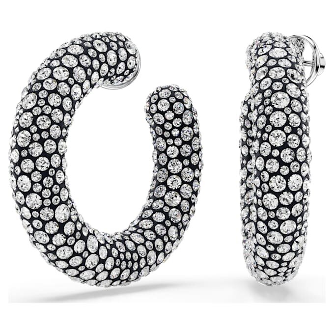 Sublima Hoop Earrings Mixed Round Cuts, White, Rhodium Plated Sublima Hoop Earrings Mixed Round Cuts, White, Rhodium Plated