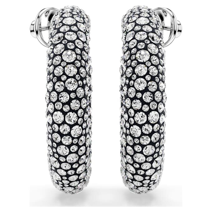 Sublima Hoop Earrings Mixed Round Cuts, White, Rhodium Plated Sublima Hoop Earrings Mixed Round Cuts, White, Rhodium Plated