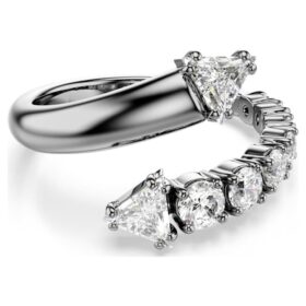 Sublima Open Ring Mixed Cuts, White, Ruthenium Plated