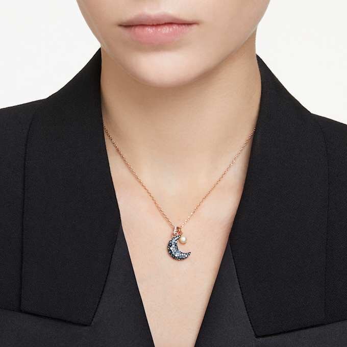 Sublima Pendant Crystal Pearl, Moon, Multicolored, Rose Gold-Tone Plated Sublima Pendant Crystal Pearl, Moon, Multicolored, Rose Gold-Tone Plated