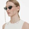 Sunglasses Cat-Eye Shape, Chain, Gray Sunglasses Cat-Eye Shape, Chain, Gray
